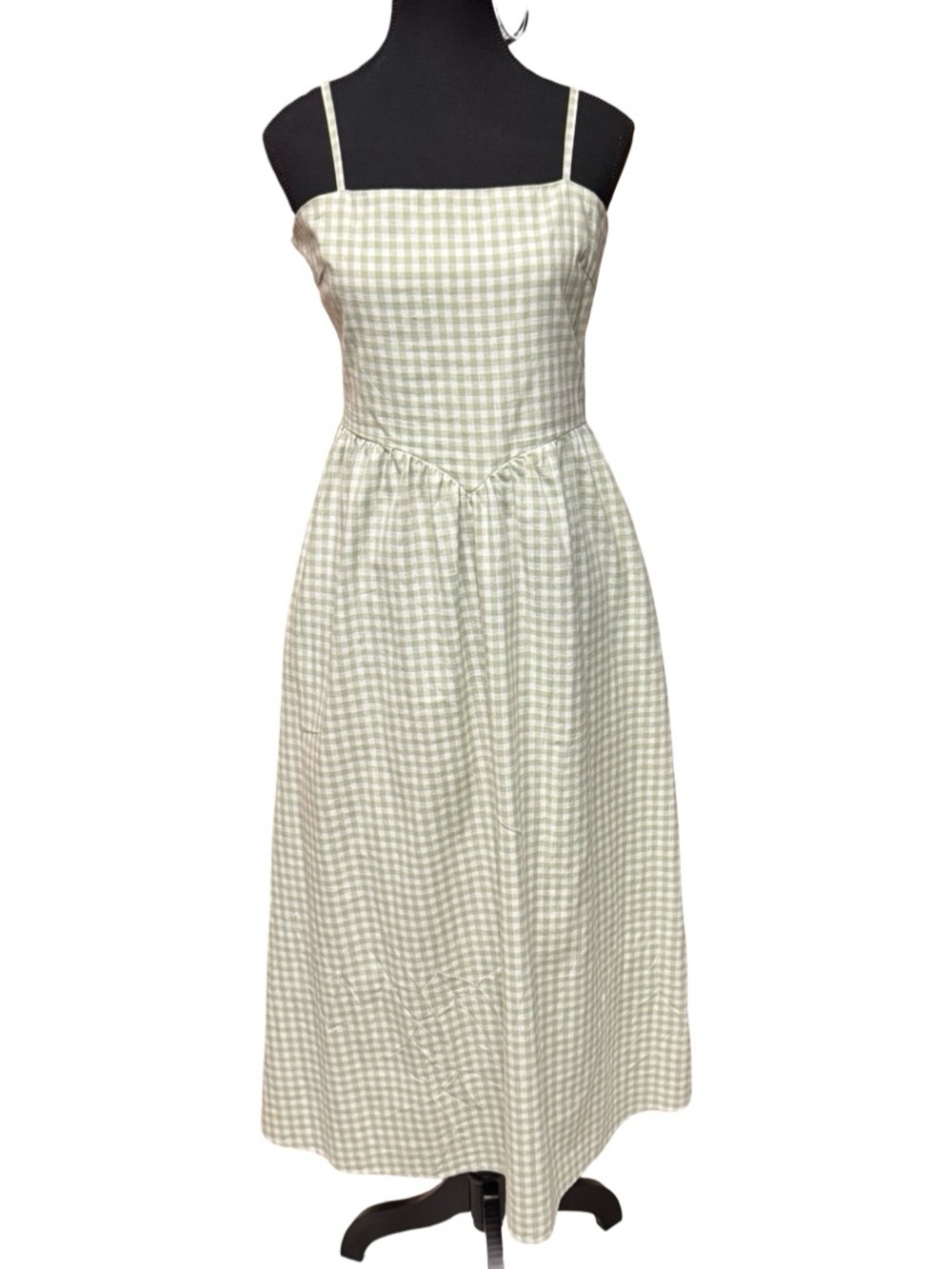Dress – Size Medium Japna Sage Green Gingham Cotton Maxi Dress NWT